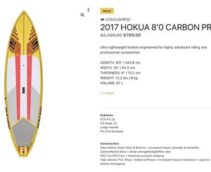 2017 Naish Hokua Carbon Pro - 8' 0", 25 inches