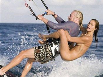 Branson explains kitesurfing with a naked chick on his back - Kitesurfing News