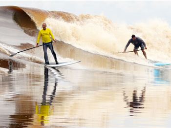 Stand Up Paddling Bono - Tidal Bore Surfing in Indonesia - Stand Up Paddle News